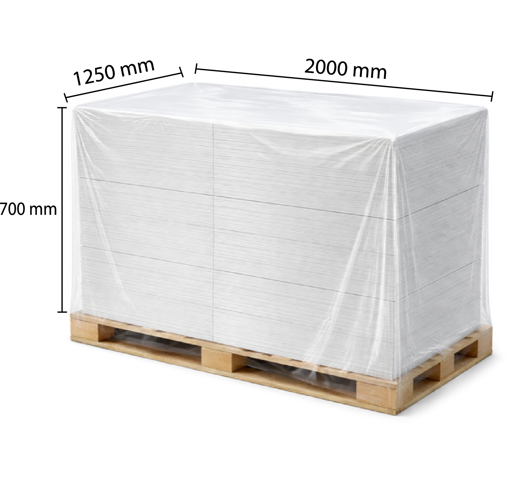 Abdeckhauben - 2000 x 1250 x 700 x 0,100 mm - für Gipskarton-Paletten