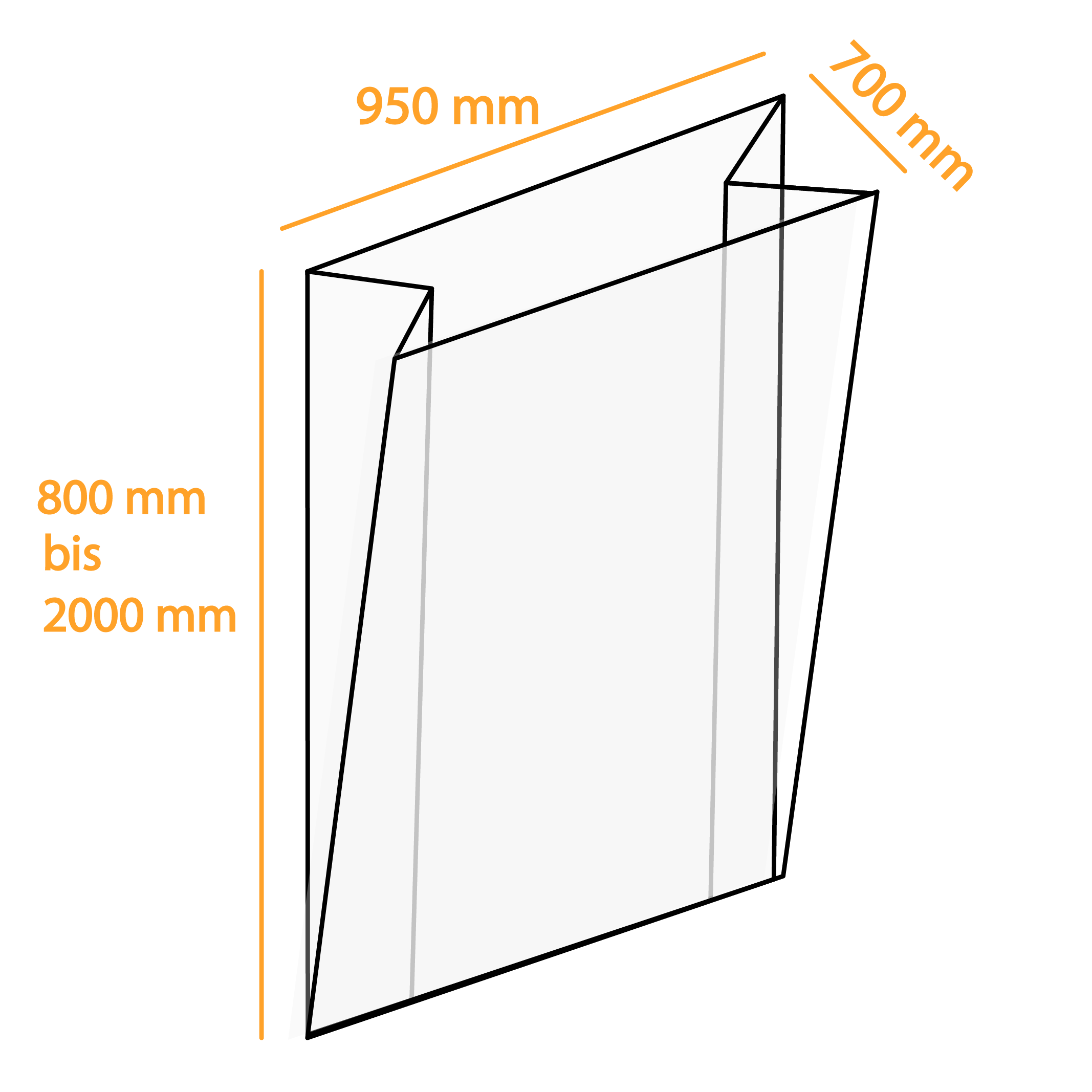 Seitenfaltensäcke 950 + 700 mm x länge individuell - 0,075 mm