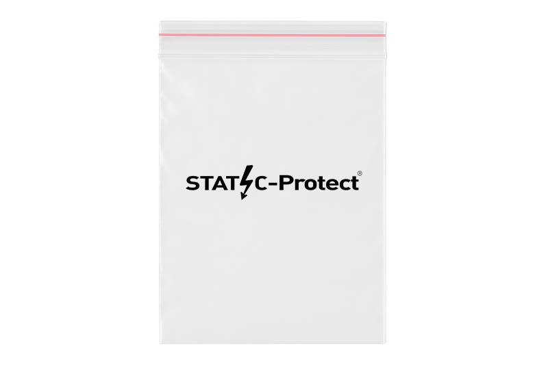 Druckverschlussbeutel bedruckt mit Static-Protect Logo