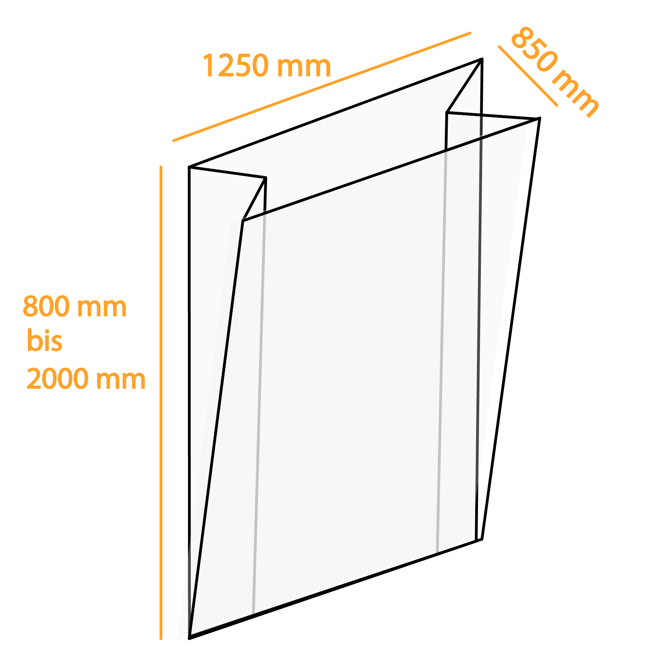 Seitenfaltensäcke 1250 + 850 mm x länge individuell - 0,100 mm
