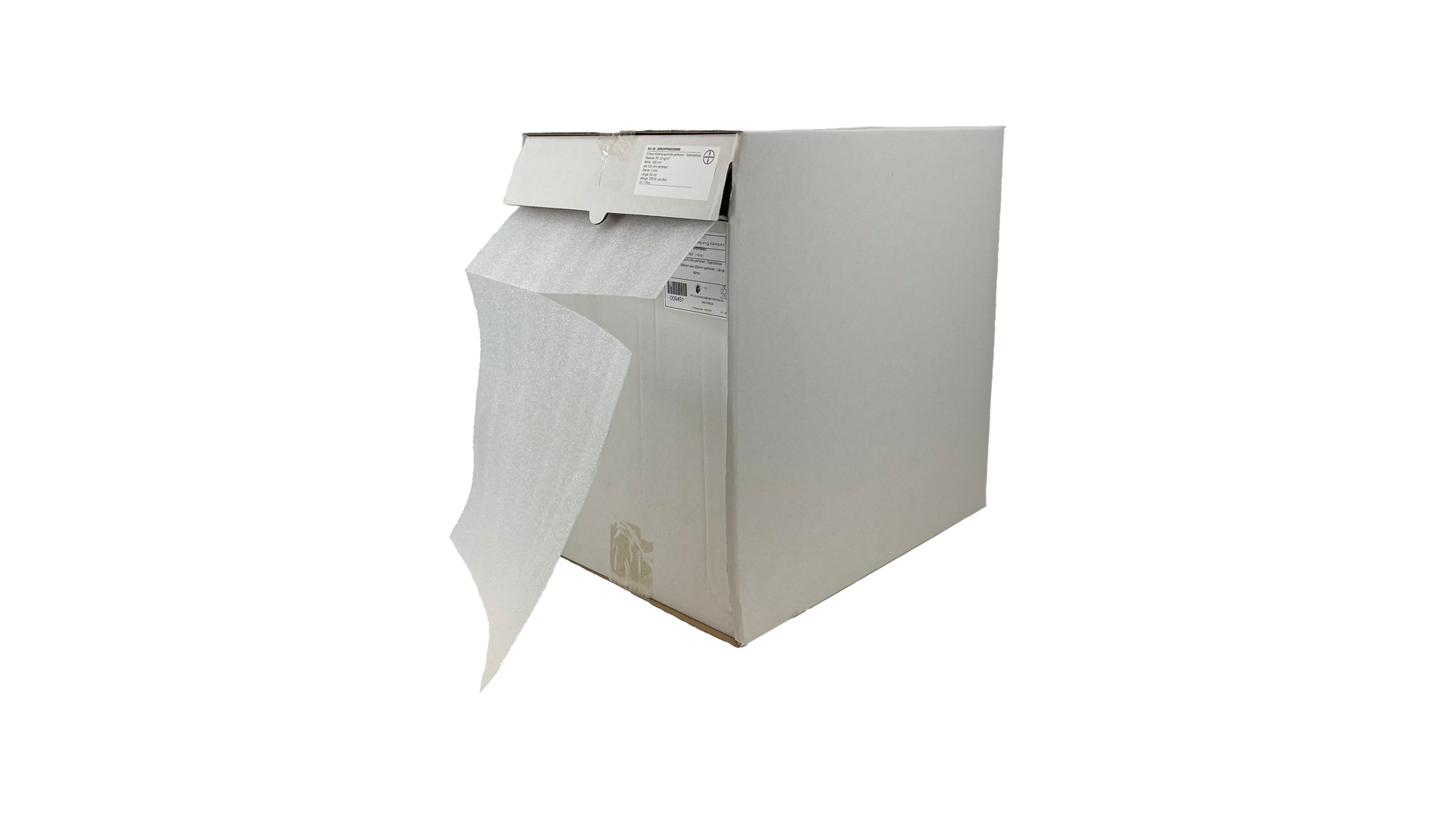 Schaumfolienzuschnitte - 300 mm x 160 m x 1 mm - perforiert in Spenderbox