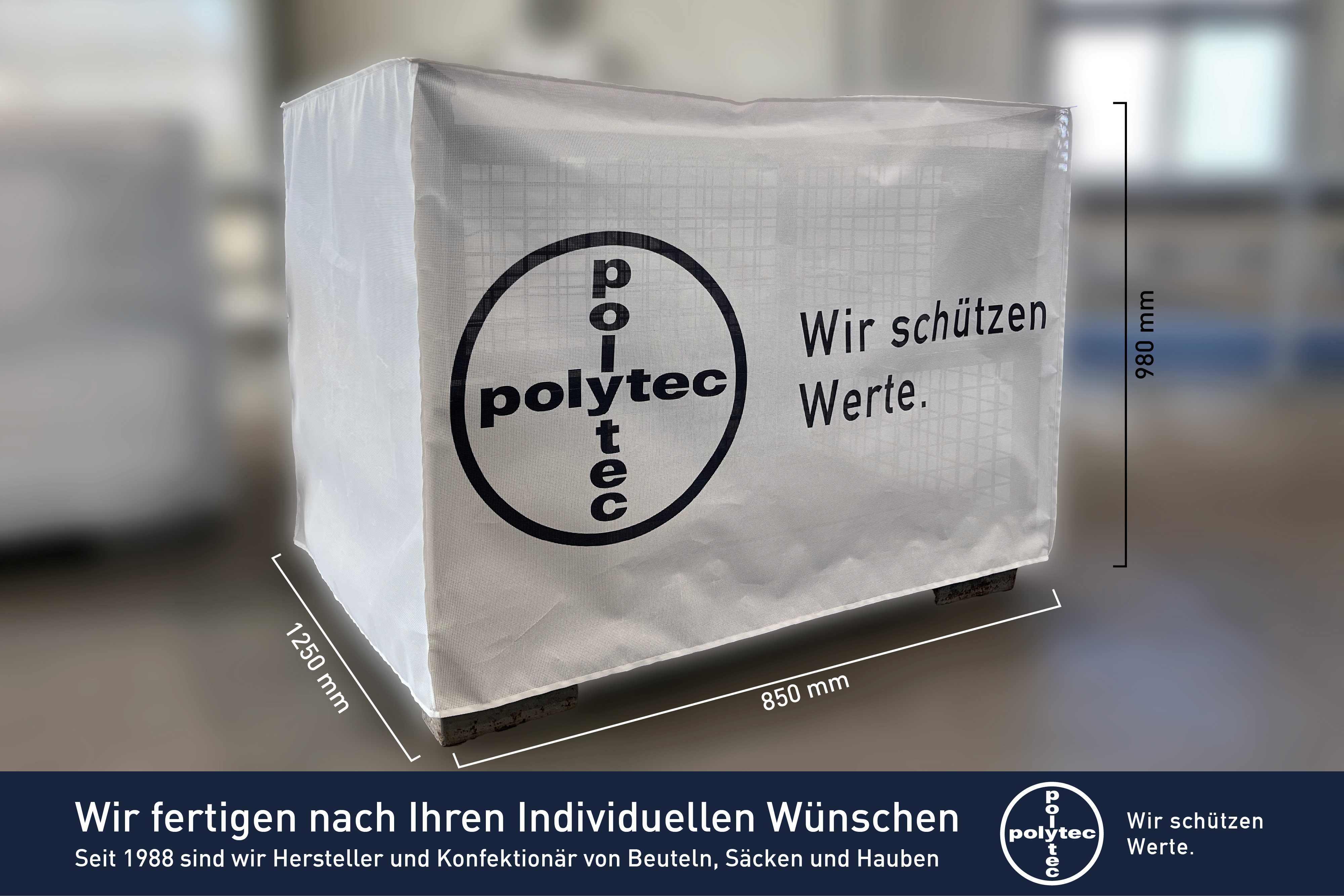Abdeckhaube Gitterbox PVC-Gewebefolie - 1250 x 850 x 980 mm Abdeckhauben für Gitterboxen
