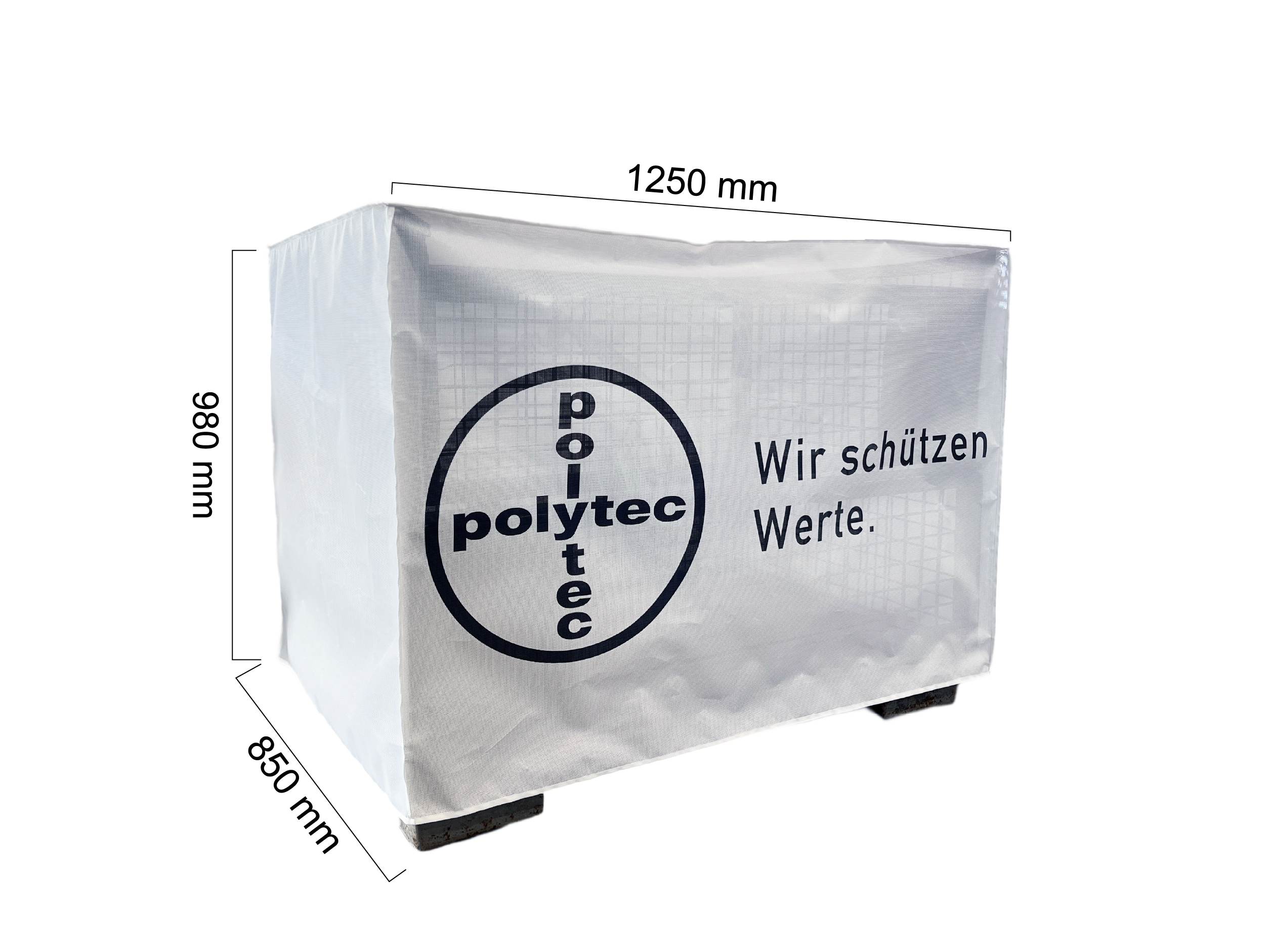 Abdeckhaube Gitterbox PVC-Gewebefolie - 1250 x 850 x 980 mm Abdeckhaube Gitterbox PVC-Gewebefolie - 1250 x 850 x 980 mm