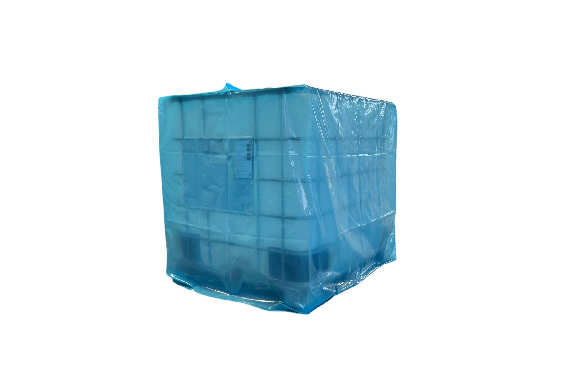 Abdeckhauben / Schutzhüllen für IBC Container blau-transparent 120 x 100 x 100 cm x 0,100 mm
