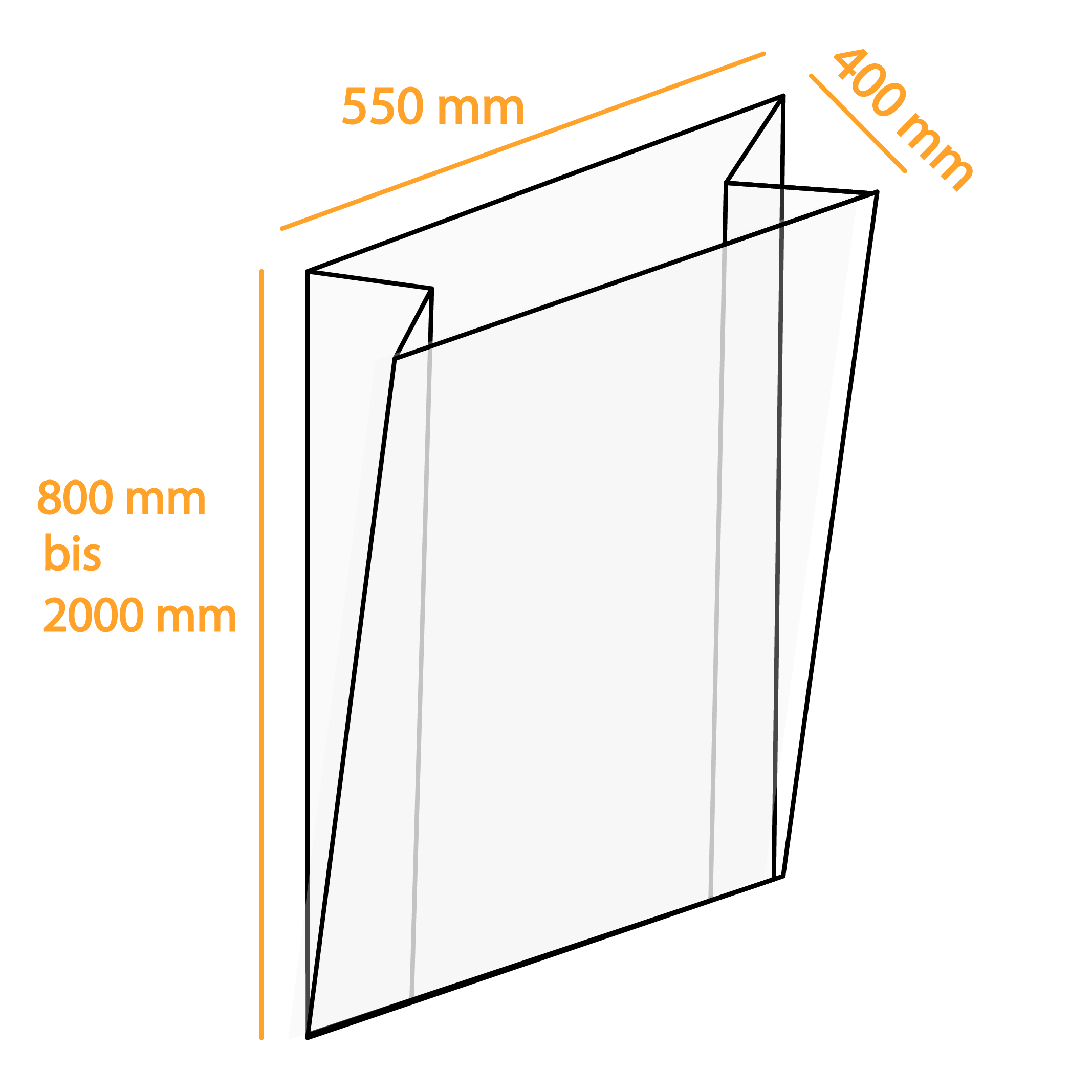 Seitenfaltensäcke 550 + 400 mm x länge individuell - 0,100 mm