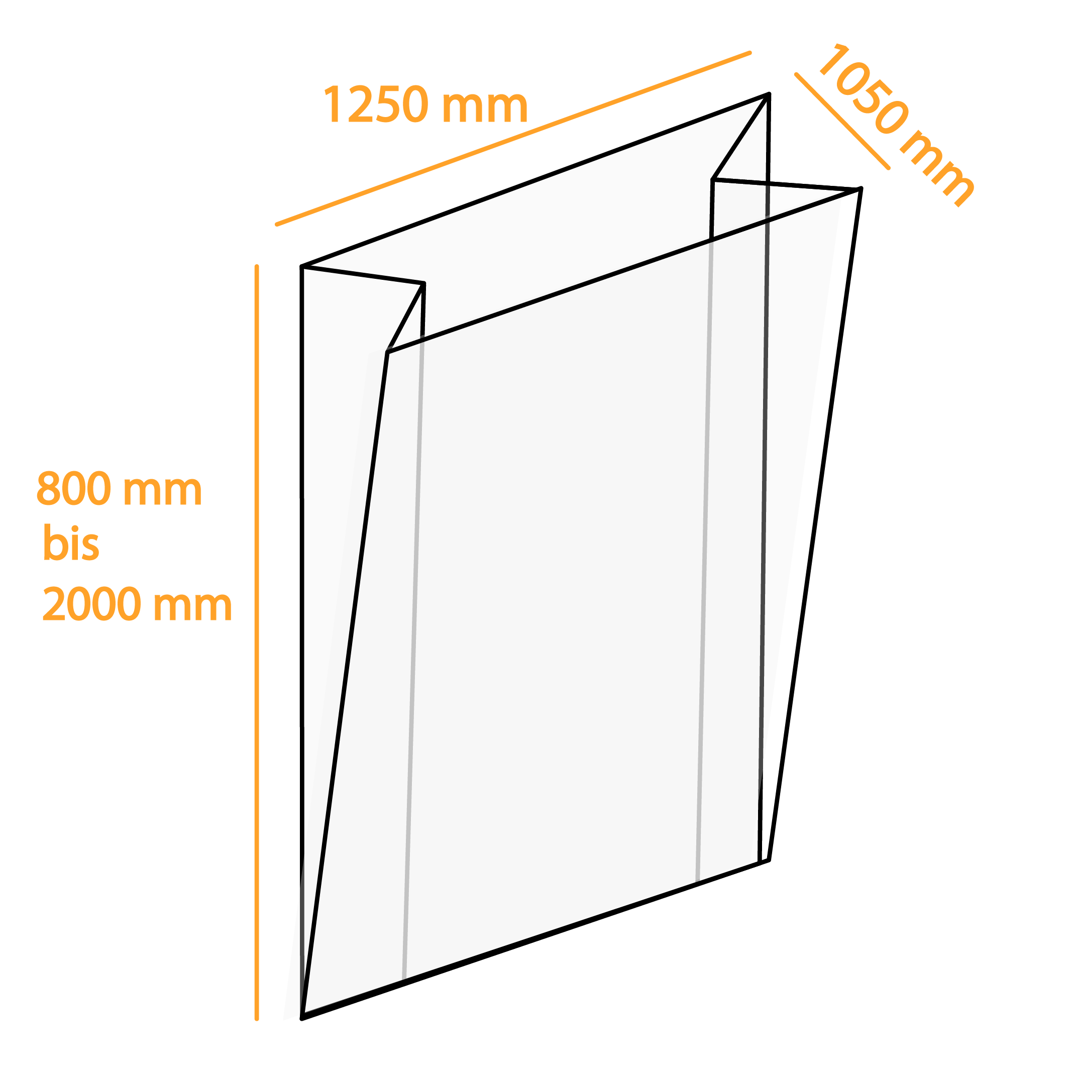 Seitenfaltensäcke 1250 + 1050 mm x länge individuell - 0,100 mm