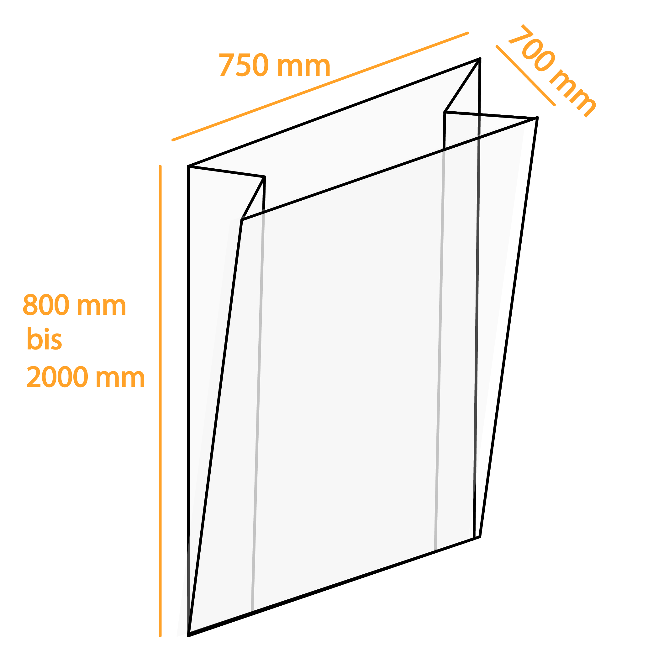 Seitenfaltensäcke 750 + 700 mm x länge individuell - 0,075 mm